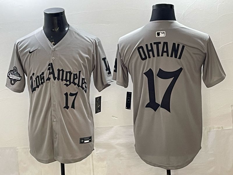 Men 2026 Los Angeles Dodgers #17 Ohtani Grey Five generations Nike MLB Jersey style 007->los angeles dodgers->MLB Jersey